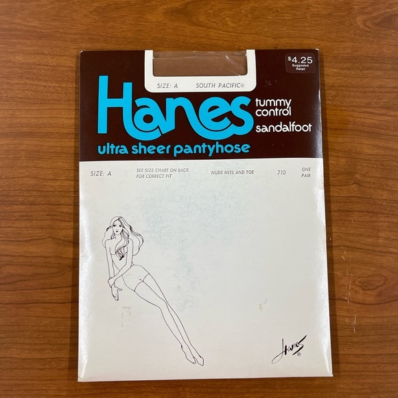 Vtg 1982 Hanes Tummy Control South Pacific Sandalfoot Ultra Sheer Pantyhose A - Picture 1 of 3